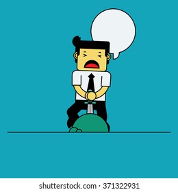 Businessman pulling sword.