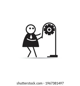businessman pulling winch icon vector