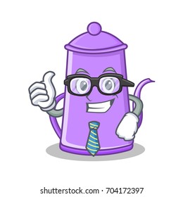 Businessman purple teapot character cartoon