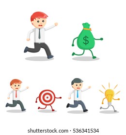 businessman pursuit set illustration design