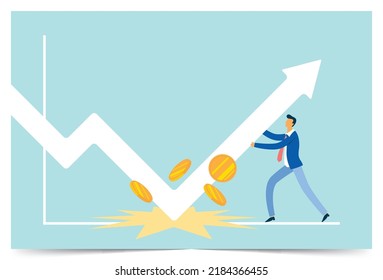 Businessman push the business graph higher, Vector illustration design