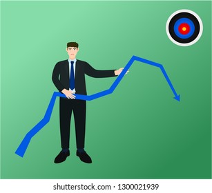 Businessman push low graph , fail plan concept 