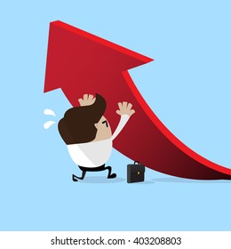 Businessman Pushing Arrow-Up