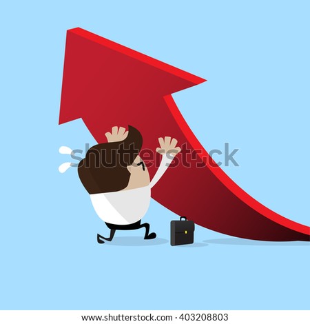 Businessman Pushing Arrow-Up