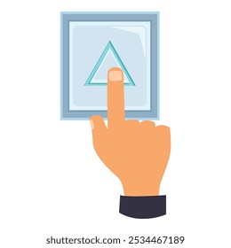 Businessman is pushing the up button of an elevator