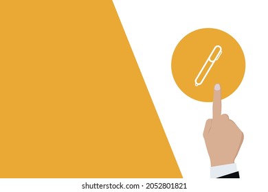 Businessman pushing button pen logo Icon. Business for Profit, Benefit, viral, Development and growth, ads, concepts. Represented by a pen Icon with copy space.