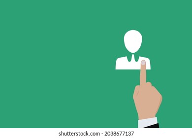 Businessman pushing button User Icon. Business for Profit, Benefit, viral, Development and growth, ads, concepts. Represented by a User Icon with copy space.