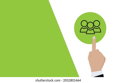 Businessman pushing button user logo Icon. Business for Profit, Benefit, viral, Development and growth, ads, concepts. Represented by a peopel or user Icon with copy space.