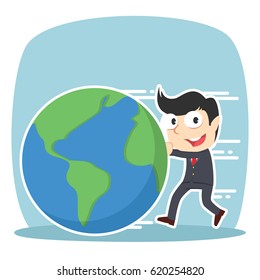 businessman pushing earth