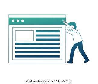businessman pushing web page work