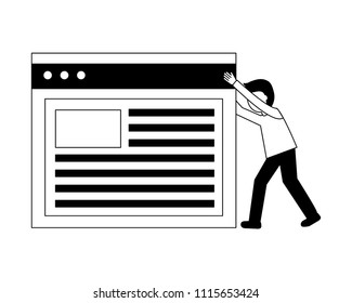 businessman pushing web page work