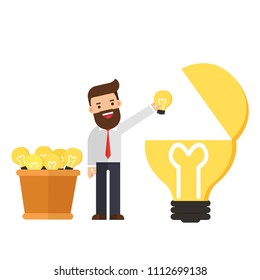 Businessman putting ideas into Business ideas