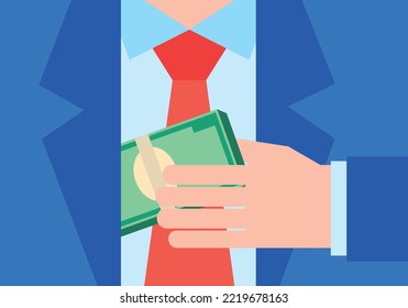 businessman putting money in pocket