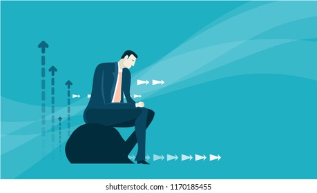Businessman puzzeled with making solution. Business concept illustration 