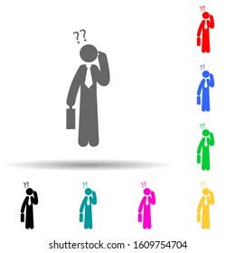 Businessman, puzzle, question multi color style icon. Simple glyph, flat vector of businessmen icons for ui and ux, website or mobile application