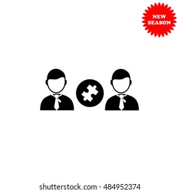 Businessman puzzle vector icon isolated on white background.