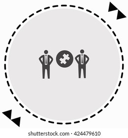 Businessman with puzzles icon Flat Design. Isolated Illustration.