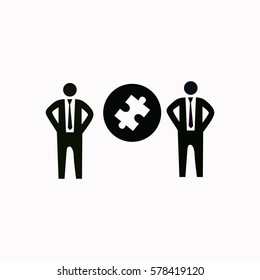 Businessman with puzzles  icon Vector design.