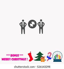 Businessman with puzzles  vector illustration.