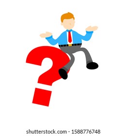 businessman and question icon flat design illustration