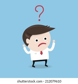 Businessman with Question mark, flat design