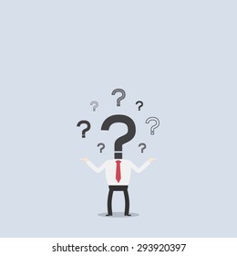 businessman with question mark instead of head
