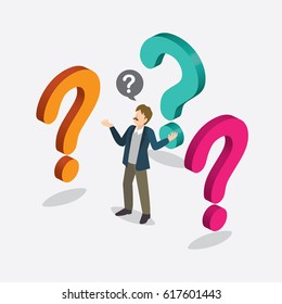 businessman with question mark isometric