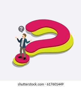 Businessman With Question Mark Isometric