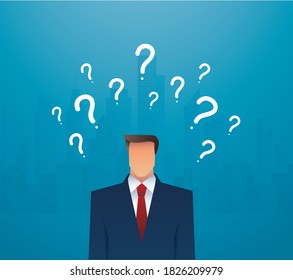businessman and question marks vector illustration 