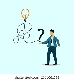 businessman question problem solving think about answer solution concept