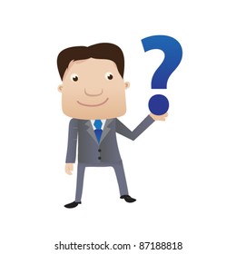 Businessman with question sign. Vector character