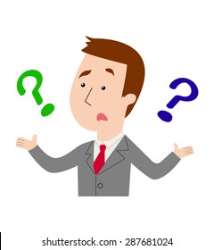 A Businessman With Questions, Complaints And Concerns, Vector Illustration