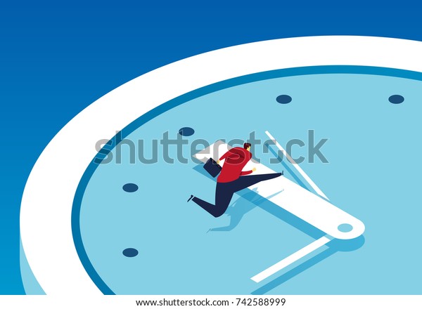 Businessman Race Against Time Stock Vector (Royalty Free) 742588999