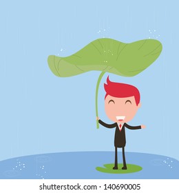 Businessman with rain