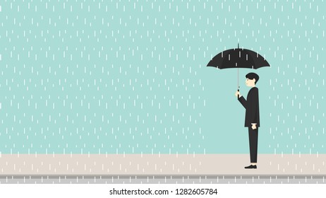 businessman in the rain man in the rain. wallpaper. free space for text. copy space.