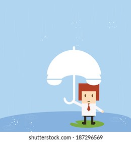 Businessman with rain, vector eps10
