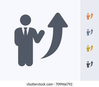 Businessman Raise - Carbon Icons. A professional, pixel-aligned icon. 