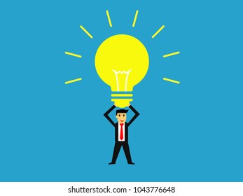 businessman raised light bulb,strong idea,business concept