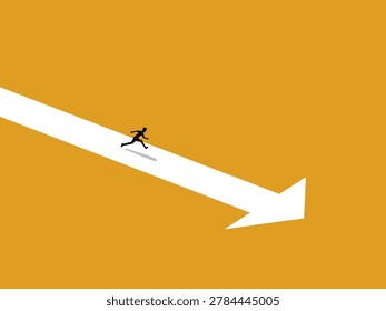 businessman ran quickly following the arrow