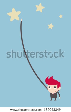 businessman reaching star.
