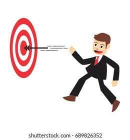 businessman reaching a target