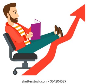 Empresario leyendo libro.