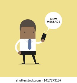   businessman reading new message.