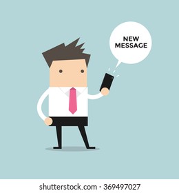 Businessman reading new message vector