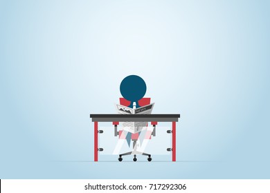 businessman reading newspaper on red chair with table, lifestyle and business concept