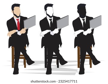 businessman reading the newspaper, sitting vector