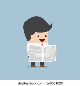 Businessman reading newspaper, VECTOR, EPS10