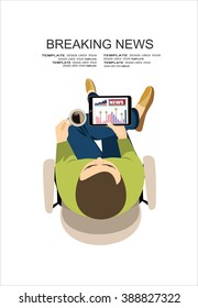 Businessman reading a newspaper, Vector illustration