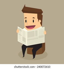businessman reading a newspaper.vector