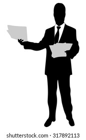 businessman reading papers from work